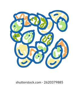 sementes de abóbora descascadas ícone doodle esboço vetor. sementes de abóbora descascadas sinal. símbolo isolado ilustração