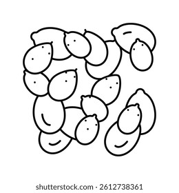 peeled pumpkin seeds line icon vector. peeled pumpkin seeds sign. isolated contour symbol black illustration