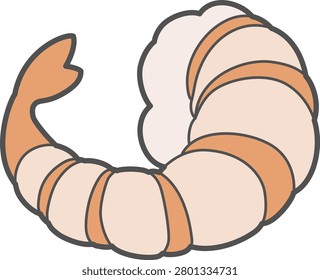 The peeled shrimp icon isolated on white background