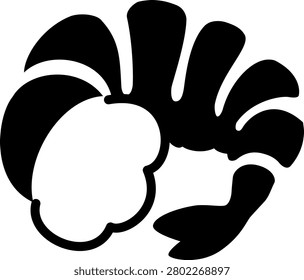 The peeled shrimp icon isolated on white background