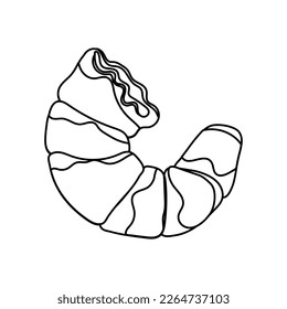 Peeled shrimp icon. One shrimp without shell. Asian food.