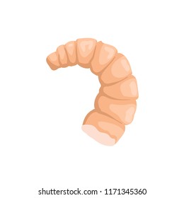 Peeled shrimp without head. Fresh seafood. Fat vector element for recipe book, cafe or restaurant menu