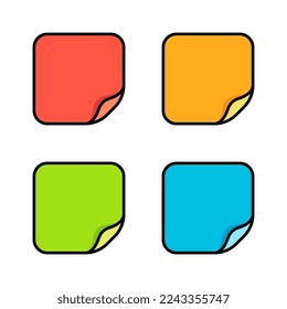 Peeled Square Flat Design Stickers