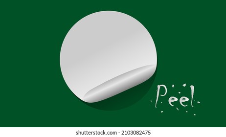 Peeled white sticker pinned on dark green board. You can add text as you wish.
