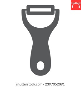 Icono de glifo peeler, utensilios de cocina y cocina, icono vectorial de peeler de papa, gráficos vectoriales, signo sólido de trazo editable, eps 10
