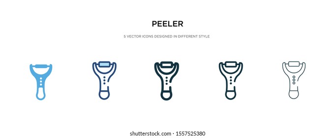 peeler icon in different style vector illustration. two colored and black peeler vector icons designed in filled, outline, line and stroke style can be used for web, mobile, ui