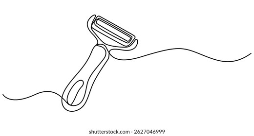 Peeler kitchen continuous line. Continuous one line drawing Peeler kitchen. Kitchen, equipment concept. single line drawing, continuous line drawing of vegetable peeler.one drawing of vegetable.