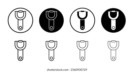 Peeler kitchen tool icon Flat outline fill set collection