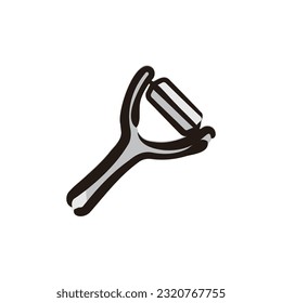 Peeler - Kitchen tool icon (Hand-drawn line, colored version)