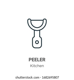 Peeler outline vector icon. Thin line black peeler icon, flat vector simple element illustration from editable kitchen concept isolated stroke on white background