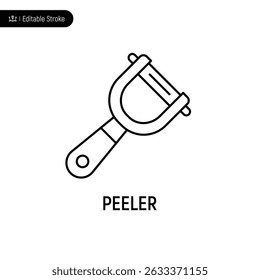 Peeler thin line icon, editable stroke, pixel perfect, compatible for app or web, isolated on a white background