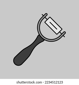 Peeler vector grayscale icon. Potato peeler sign. Kitchen appliance. Graph symbol for cooking web site design, logo, app, UI