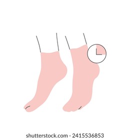 Peeling socks treatment effect. Foot spa skin care, wellness beauty pedicure line vector illustration