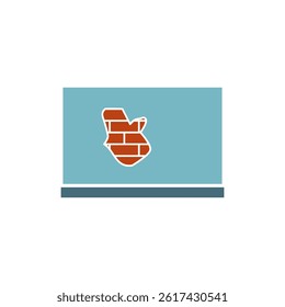 peeling wall icon showing brick layer, simple flat style, illustration, logo sign symbol pictogram template, for ui or ux isolated on white for mobile app, editable
