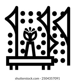 Fondo de pantalla de pelado con ilustración de icono de decoración de florero y mesa aislado sobre fondo blanco cuadrado. Simple plano delineado dibujo de dibujos animados de estilo.