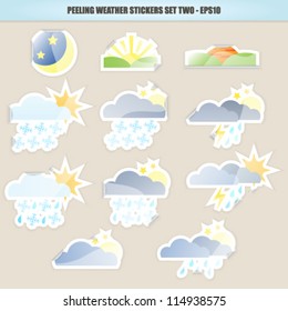 Peeling Weather Sticker Icons - Set Two. Vector EPS10 Version.