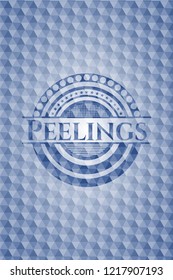 Peelings blue emblem with geometric pattern.