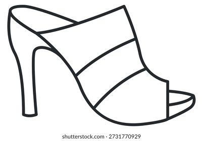 Peep toe zapato con icono de línea de tacón alto