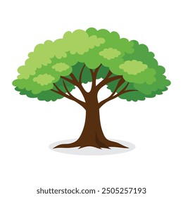 Peepal tree flat vector illustration on white background.