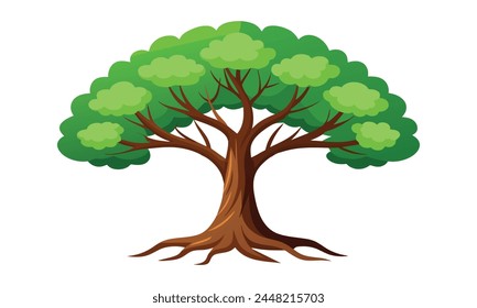 
Peepal tree isolated flat vector illustration on white background.