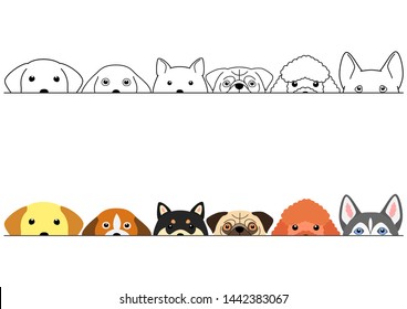 Peeping Cute Dogs Border Set Stock Vector (Royalty Free) 1442383067 ...