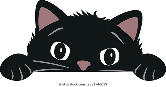 Pinkende komische schwarze Katze. Vektorgrafik