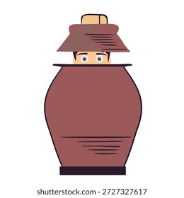 Mirando al hombre en una olla, Ilustración vectorial