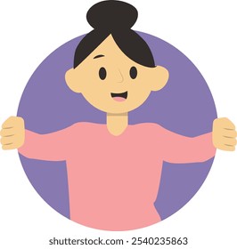 Peeping Person Character with Cheerful Expression. Flat Vector Illustration