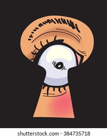 peeping through the keyhole, abstract vector illustration
