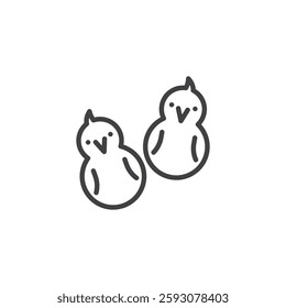 Peeps chicks line icon. linear style sign for mobile concept and web design. A marshmallow chick shape outline vector icon. Symbol, logo illustration. Vector graphics