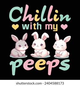 Peeps t-shirt design. Happy easter Typography Art t-shirt design. Easter shirt apparel, spring holiday.