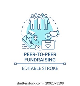 Peep-to-peer Fundraising Concept Icon. Charity Event Abstract Idea Thin Line Illustration. Grabbing Potential Supporters Attention. Vector Isolated Outline Color Drawing. Editable Stroke