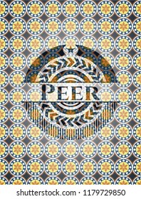 Peer arabic badge background. Arabesque decoration.