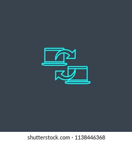 Peer to Peer concept blue line icon. Simple thin element on dark background. Peer to Peer concept outline symbol design from Cryptocurrency set. Can be used for web and mobile UI/UX