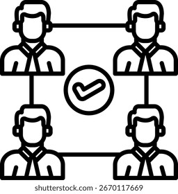 Conexión entre pares Línea Vector Icon Design