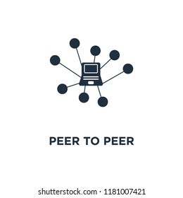 Peer to peer icon. Black filled vector illustration. Peer to peer symbol on white background. Can be used in web and mobile.