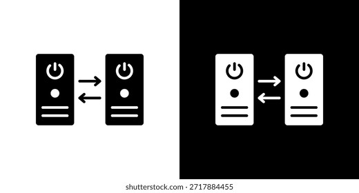 Icono de Peer To Peer relleno en blanco y negro.