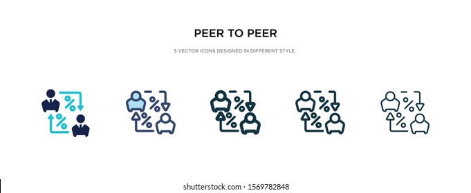 Peer To Peer Icon In Different Style Vector Illustration. Two Colored And Black Peer To Vector Icons Designed In Filled, Outline, Line And Stroke Style Can Be Used For Web, Mobile, Ui