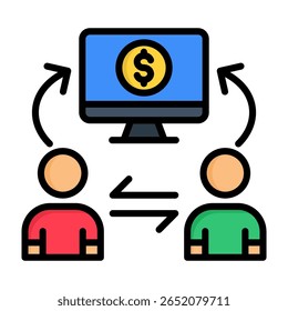 Ícone Ponto A Ponto Ilustração De Vetor De Cor Linear