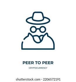 Peer To Peer Icon. Linear Vector Illustration From Cryptocurrency Collection. Outline Peer To Peer Icon Vector. Thin Line Symbol For Use On Web And Mobile Apps, Logo, Print Media.