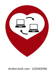 peer to peer icon and map pin