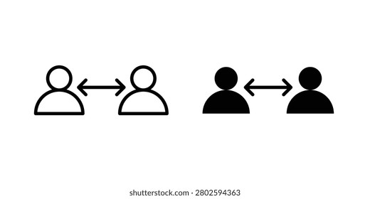 Peer to peer icon outlined and filled set.