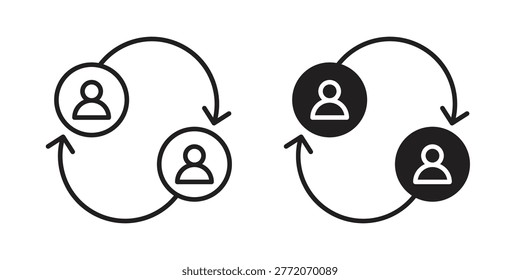 Peer to peer icon symbol. Icon in flat style and line. Black and white