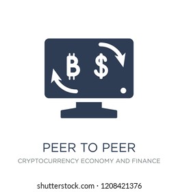 Peer to peer icon. Trendy flat vector Peer to peer icon on white background from Cryptocurrency economy and finance collection, vector illustration can be use for web and mobile, eps10