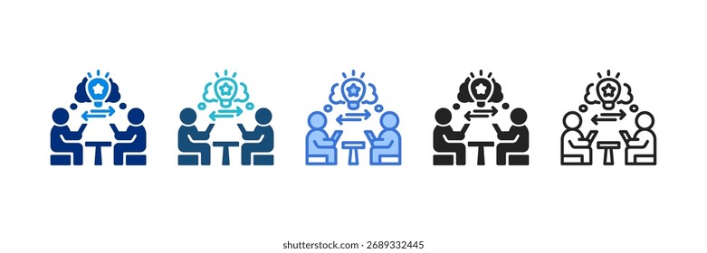 Ícone de aprendizado de mesmo nível definir ilustração de vetor de vários estilos