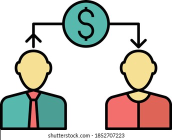 Concepto de préstamos entre pares, servicio financiero alternativo Diseño de iconos de color vectores, símbolo de inversores y financieros sobre fondo blanco, signo de capitalismo empresarial y finanzas,