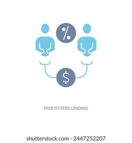 peer to peer lending concept line icon. Simple element illustration. peer to peer lending concept outline symbol design.