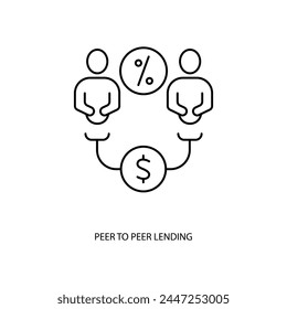 peer to peer lending concept line icon. Simple element illustration. peer to peer lending concept outline symbol design.