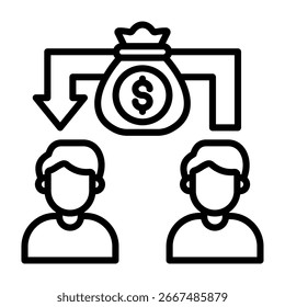 Peer To Peer Lending Icon Line Style Ilustración vectorial