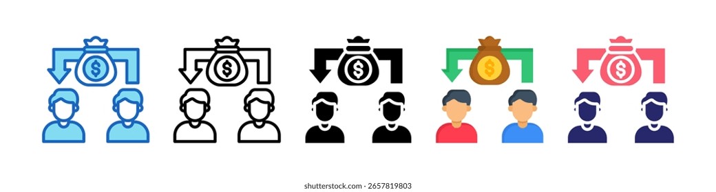 Peer To Peer Lending Icon Multiple Style Set Collection.
